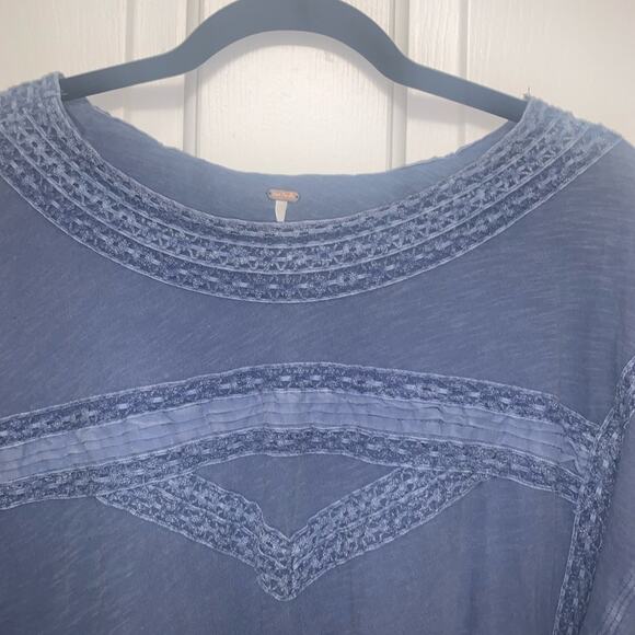 FREE PEOPLE Boy Meets Girl Long Sleeve Top. Pacific Coast Blue. Large. - Picture 6 of 12